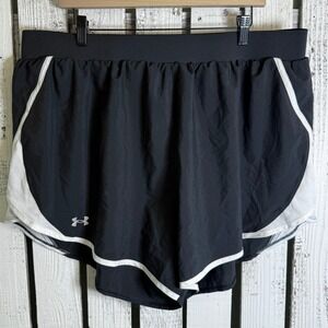 Under Armour Women Black Athletic Shorts 2X Plus Mesh Panels Running Gym Unlined